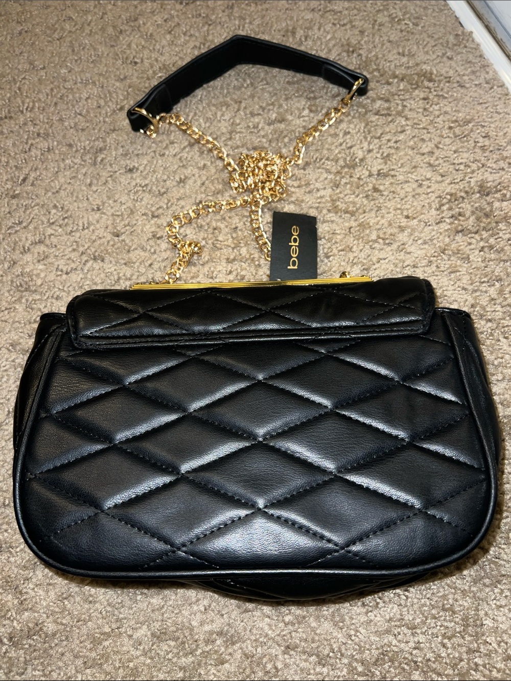 bebe Black Quilted Crossbody with Gold Chain and Logo - Picture 5 of 5